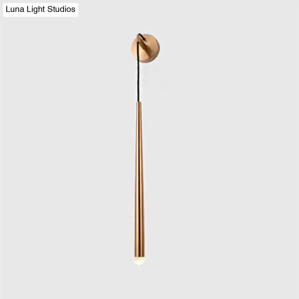 Modern gold metal shade led sconce with sleek brass fixture width for 110v-120v living room lighting