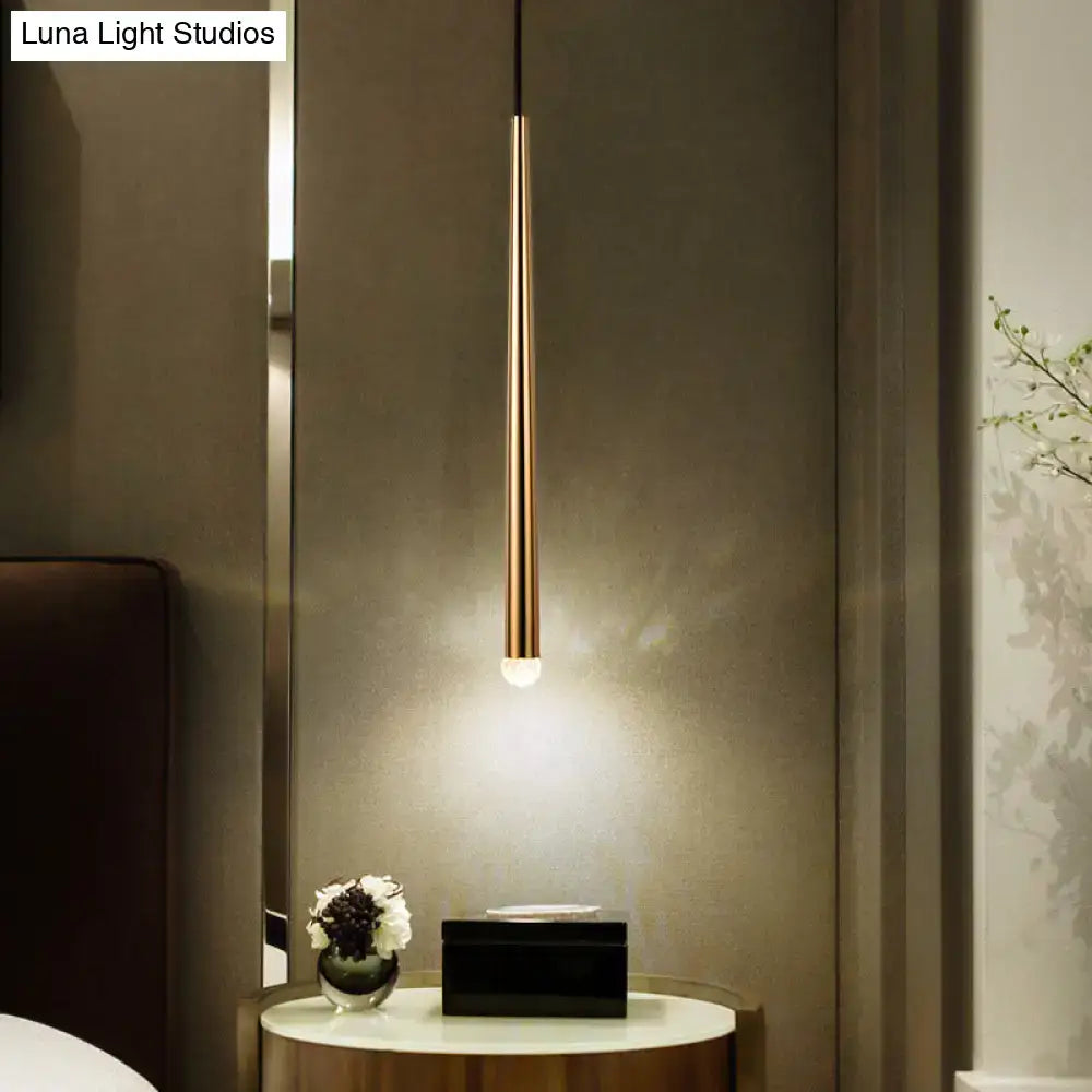 Modern gold metal shade led sconce with slender metal body and warm white bulb for living room 110v-120v fixture width