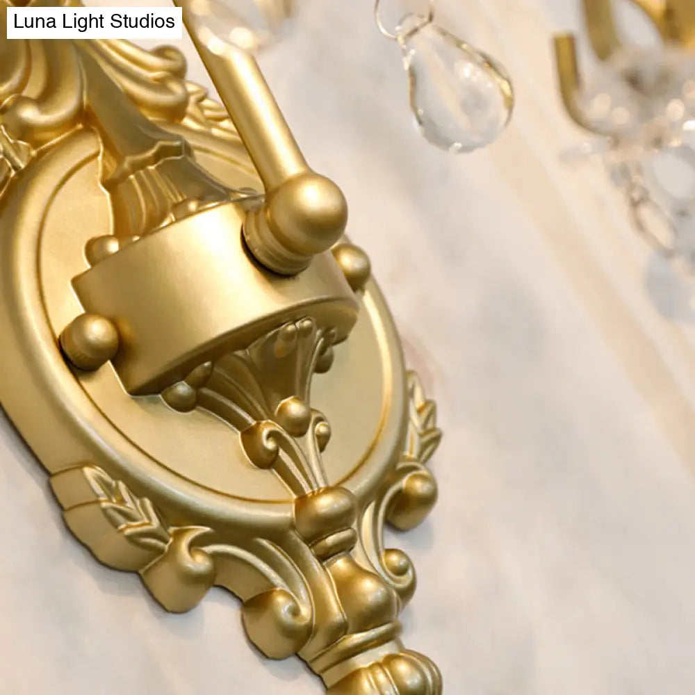 DecorBites™ DecorBites™ Modern Gold Metal Wall Sconce Light with Crystal Drop - 1 Light Corridor Sconce