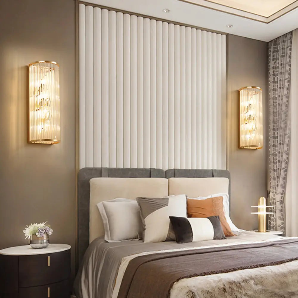 DecorBites™ DecorBites™ Modern Gold Metal Wall Sconce with Crystalline Multi Light for Bedroom