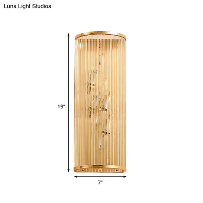 DecorBites™ DecorBites™ Modern Gold Metal Wall Sconce with Crystalline Multi Light for Bedroom