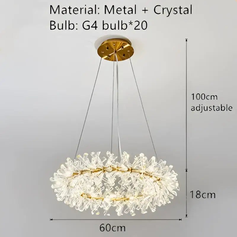 Modern gold metal wire chandelier with crystal accents and 20 g4 bulbs for dining room lighting