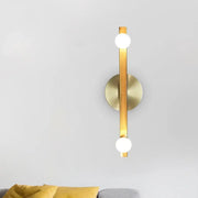 Modern gold metallic linear sconce light with vertical bar and two spherical bulbs for bedroom vanity 220v-240v 110v-120v