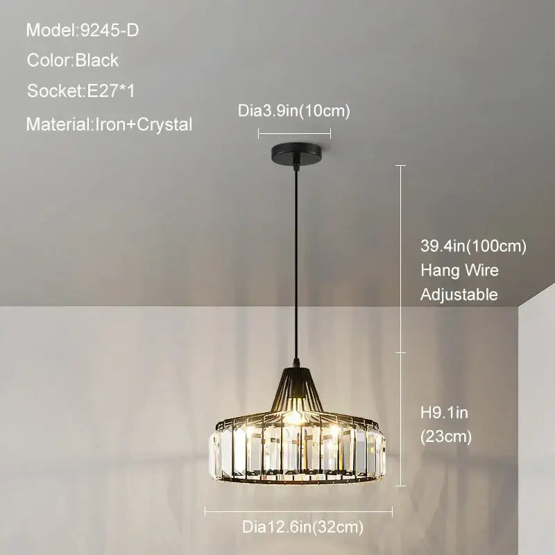 Modern gold mini crystal pendant light with black iron frame and geometric design for bedroom decorbites gold mini chandelier