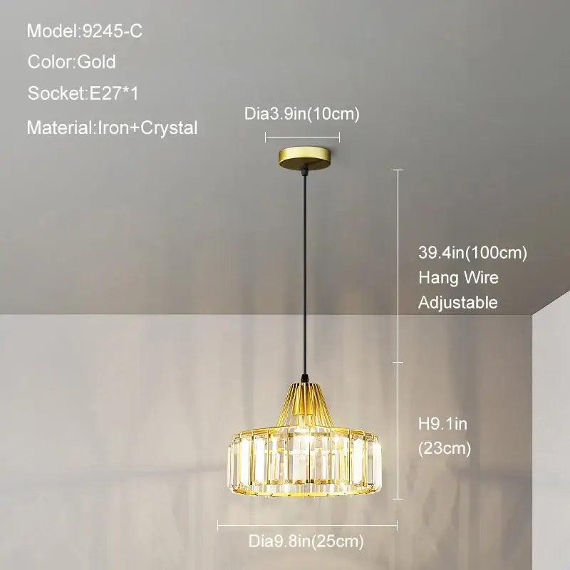 Modern gold mini crystal pendant light featuring gold-toned iron and crystal elements for bedroom decorbites gold mini chandelier