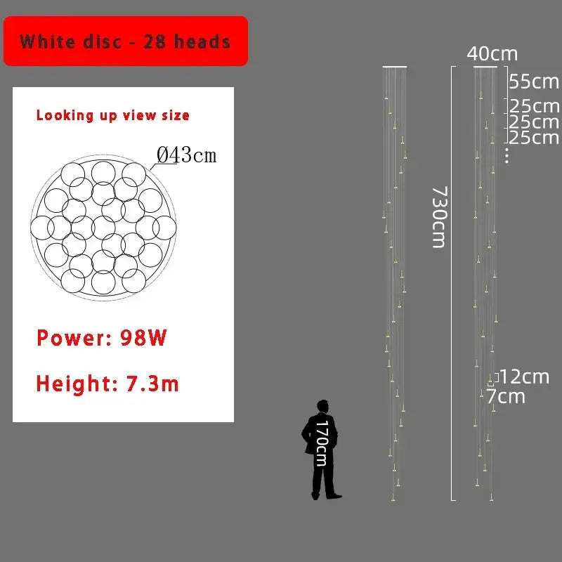 Modern gold minimalist ceiling chandelier with 28 white LED disc lights for nordic minimalist ceiling lighting