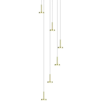 Modern gold minimalist ceiling chandelier with brass cylindrical fixtures showcasing nordic minimalist ceiling design