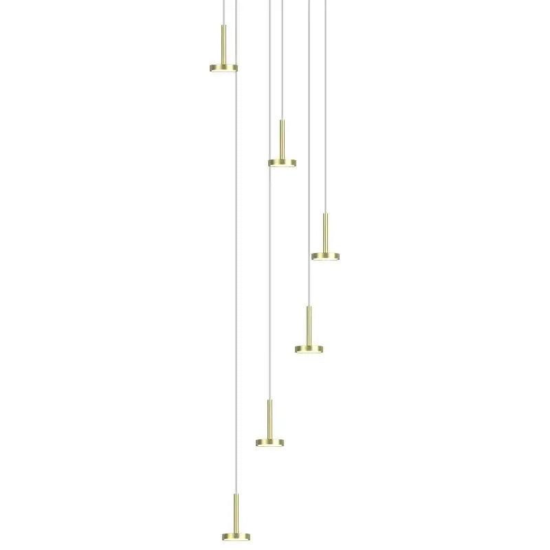 Modern gold minimalist ceiling chandelier with brass cylindrical fixtures showcasing nordic minimalist ceiling design