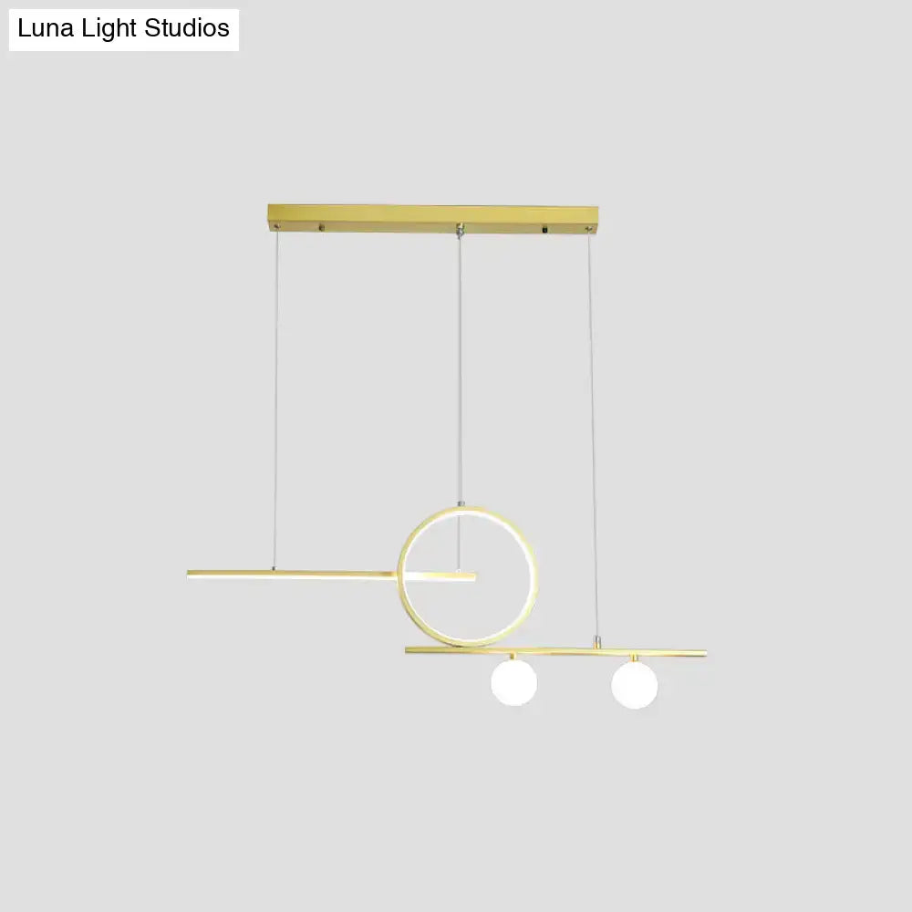 DecorBites™ minimalist LED island ceiling light with black gold white globe acrylic shade for dining room use