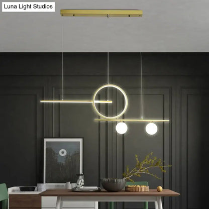 Decorbites™ minimalist led island ceiling light with black gold finish and globe acrylic shade for dining room and kitchen
