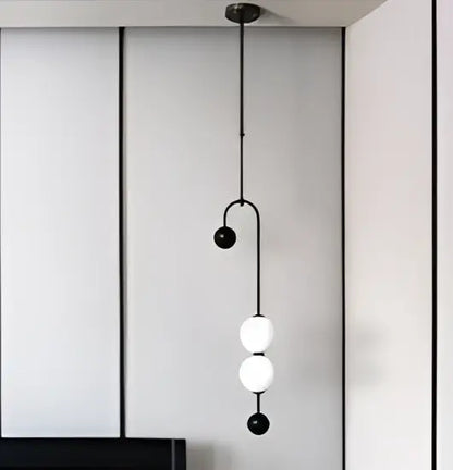 Black metal pendant light with three white glass globes in gold minimalist iron chandelier for dining room decorbites black