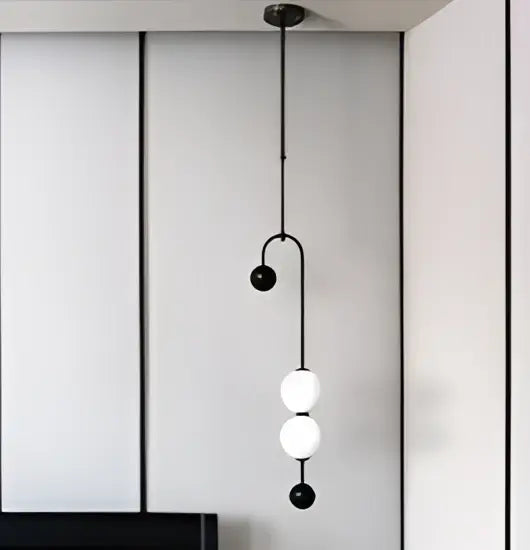 Black metal pendant light with three white glass globes in gold minimalist iron chandelier for dining room decorbites black