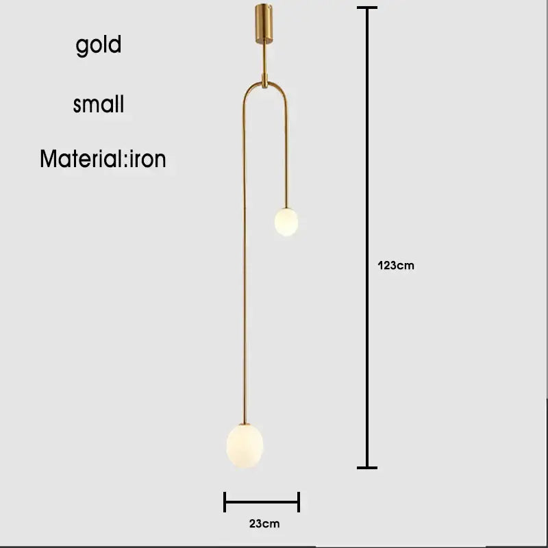 Modern gold minimalist iron chandelier with two spherical glass bulbs for dining room decorbites black pendant light