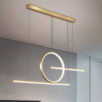 Modern gold-toned DecorBites™ minimalist led island pendant light with halo ring for dining room ceiling mount