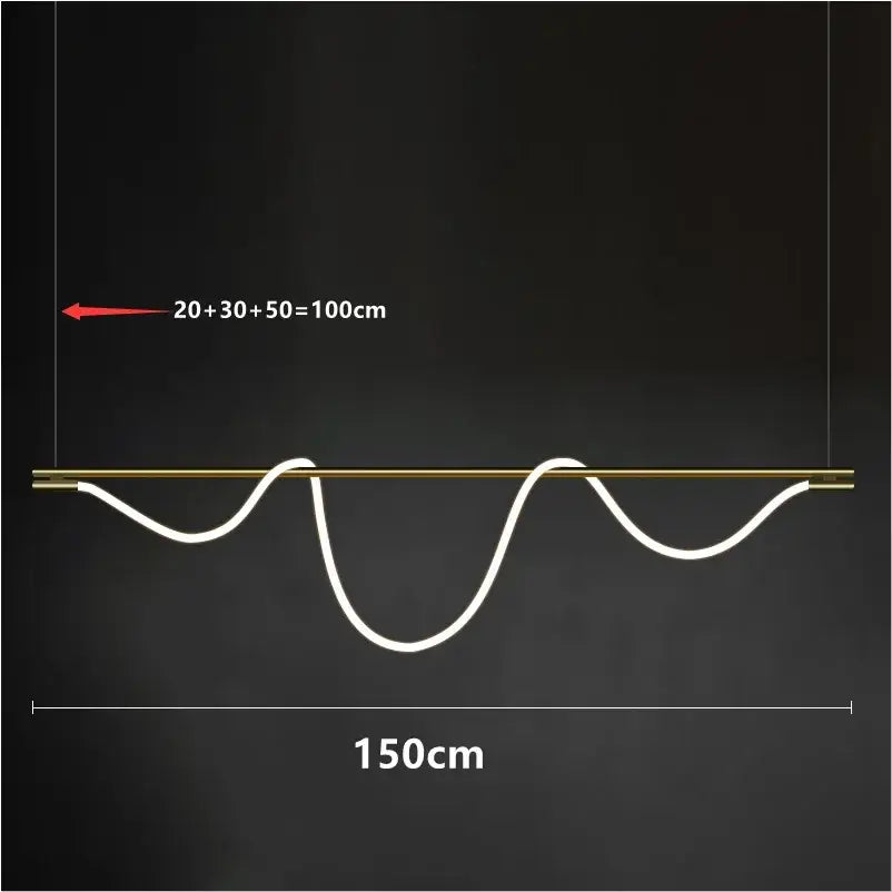 Modern gold minimalist led neon rope pendant light with sleek gold metal frame and flowing white led lighting for kitchen decorbites pendant lights