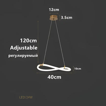 Modern gold minimalist led infinity-loop pendant light with brass finish and white led strip lighting for kitchen decorbites gold minimalist pendant lights
