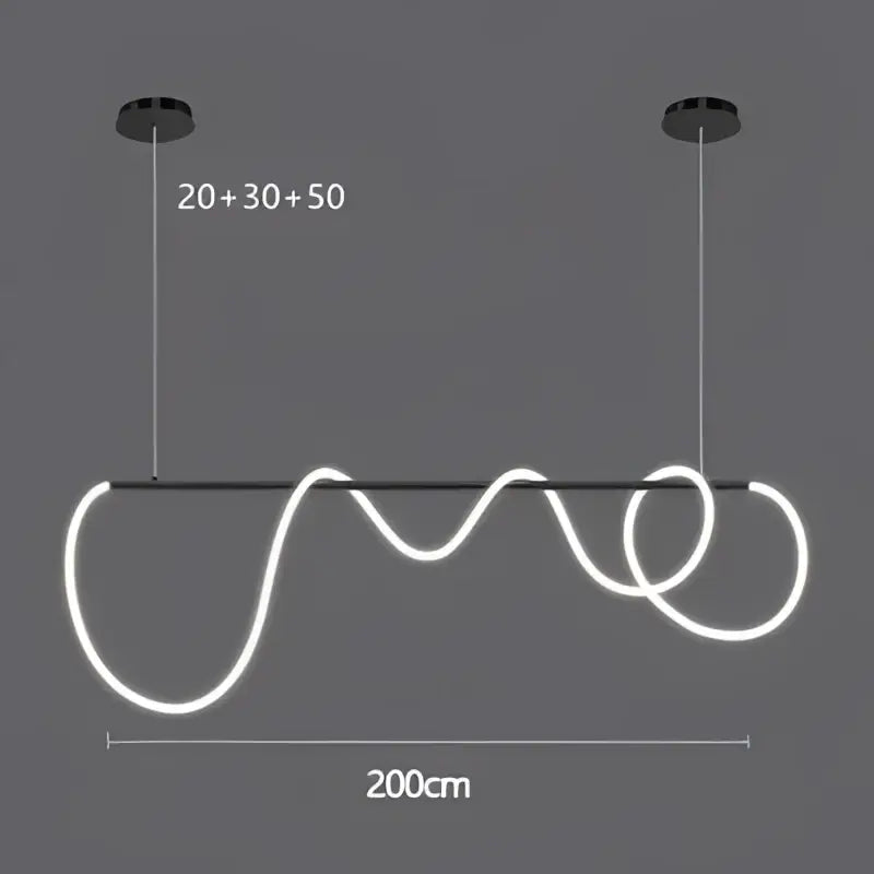 Modern gold minimalist led neon rope pendant light with black metal frame and wavy white led strips for pendant lights decorbites gold minimalist