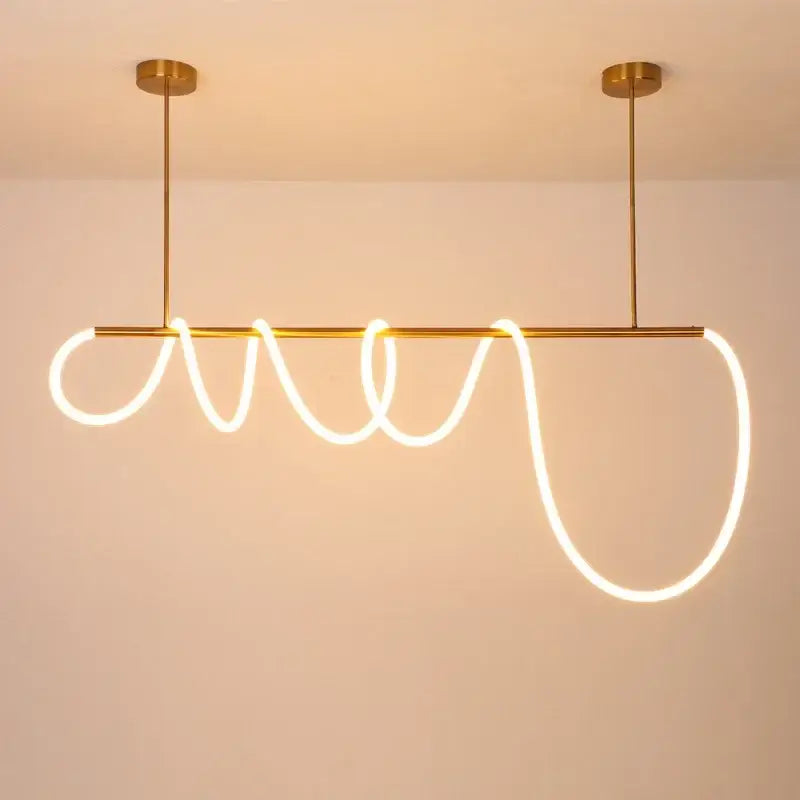 Gold minimalist led pendant light with glowing white led neon rope design for modern kitchen decorbites gold minimalist