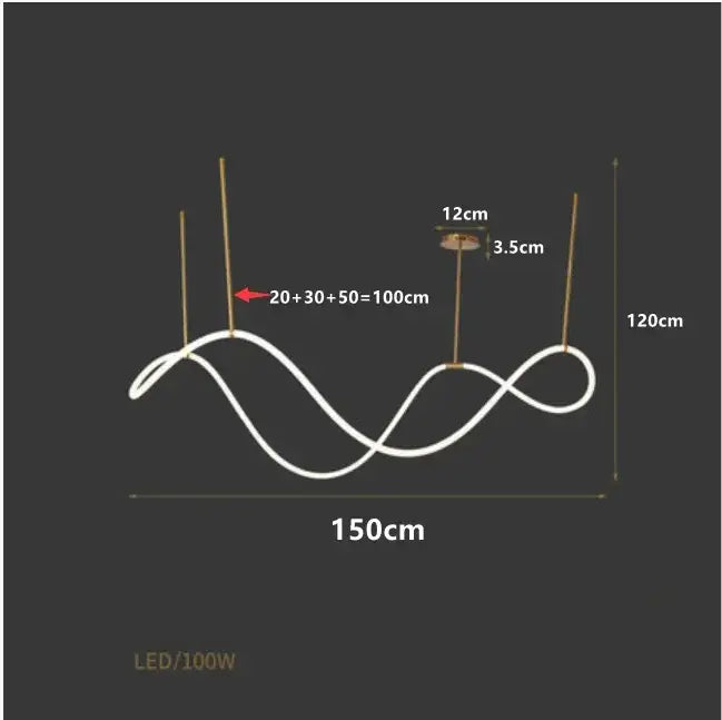 Modern white led pendant light with sleek wavy design and gold-toned rods for decorbites gold minimalist led lighting