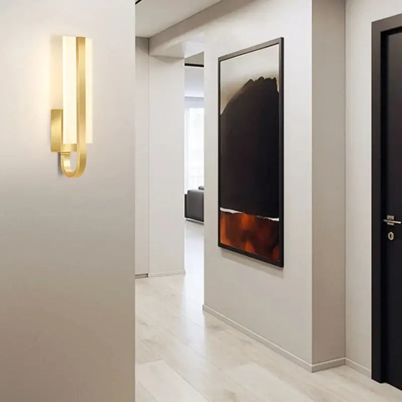 Modern gold minimalist led wall lamp with a sleek design ideal for bedroom aisle lighting and wall lamp decor