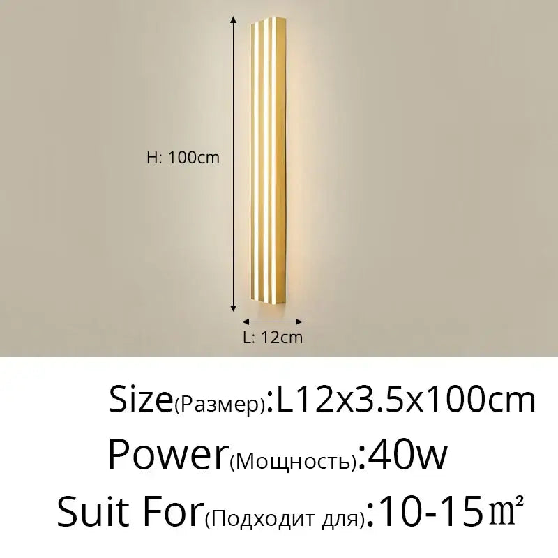 Modern gold minimalist led wall lamp with vertical stripes and sleek design for bedroom and exterior corridor decorbites wall lamp