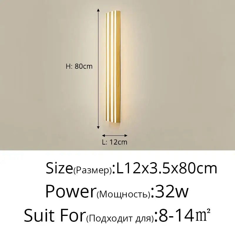 Modern gold minimalist led wall lamp with three vertical illuminated strips for bedroom and exterior corridor decorbites led wall
