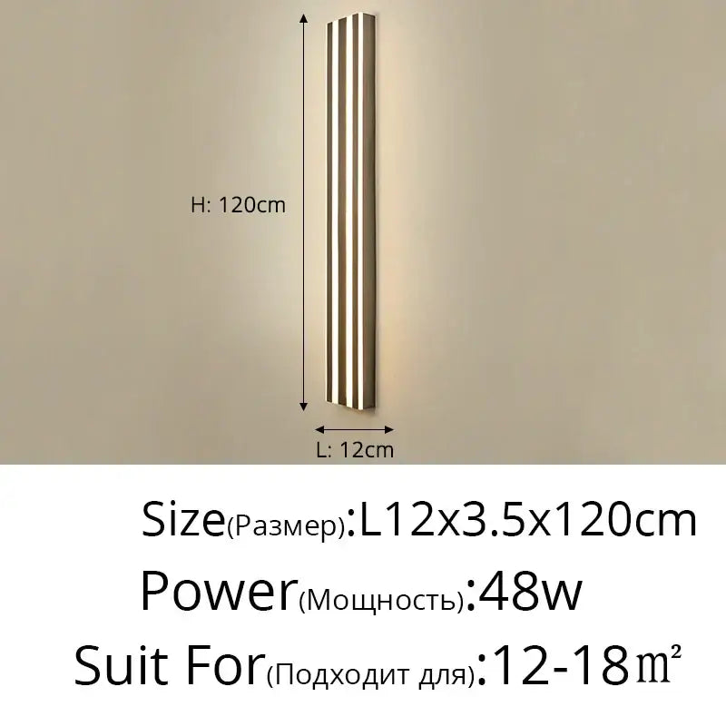 Modern gold minimalist led wall lamp with three vertical metallic strips emitting warm light for bedroom and corridor decorbites led wall lamp