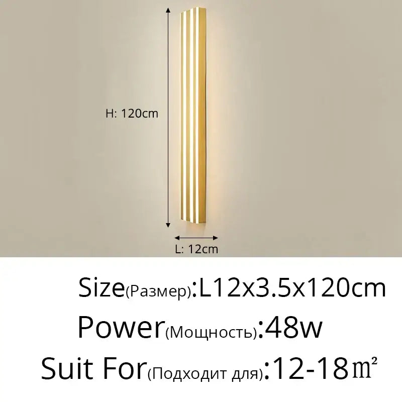 Modern gold minimalist led wall lamp with vertical ribbed design for bedroom and exterior corridor decorbites led wall lamp