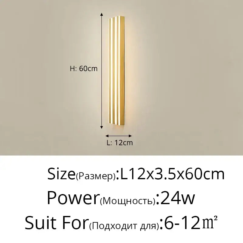 Modern gold minimalist led wall lamp with vertical stripes for bedroom and exterior corridor decorbites led wall lamp