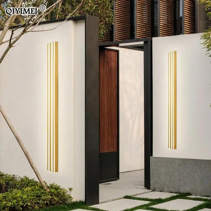 Modern gold minimalist led wall lamp with sleek vertical design ideal for bedroom and exterior corridor decorbites led wall lamp