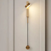 Modern gold minimalist led wall lamp with cylindrical body and adjustable light head for living room art light