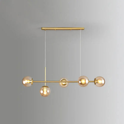 DecorBites™ modo island gold black 5-light pendant with milk white glass bulbs for restaurants lighting