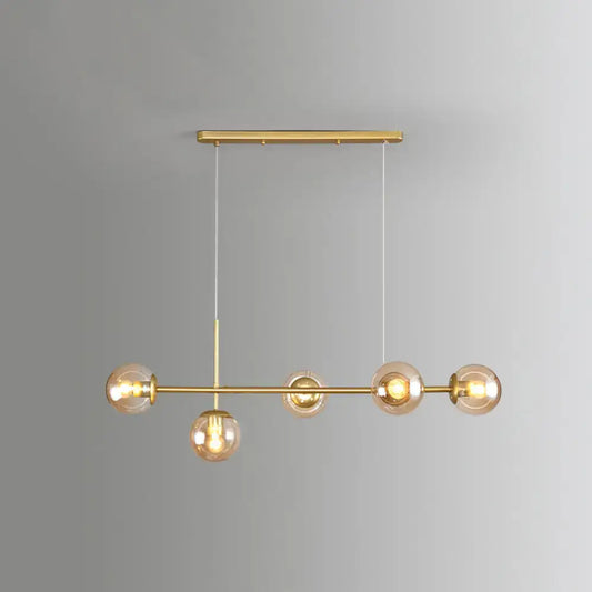 DecorBites™ modo island gold black 5-light pendant with milk white glass bulbs for restaurants lighting