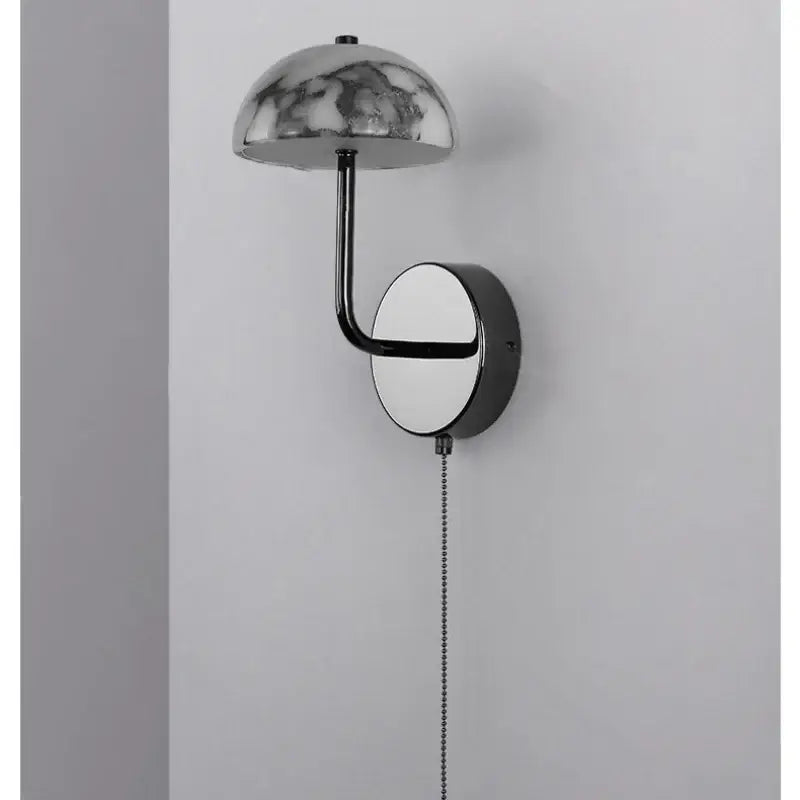 Modern gold mushroom carbon steel wall lamp with chrome finish and pull chain by decorbites for stylish bedroom decor