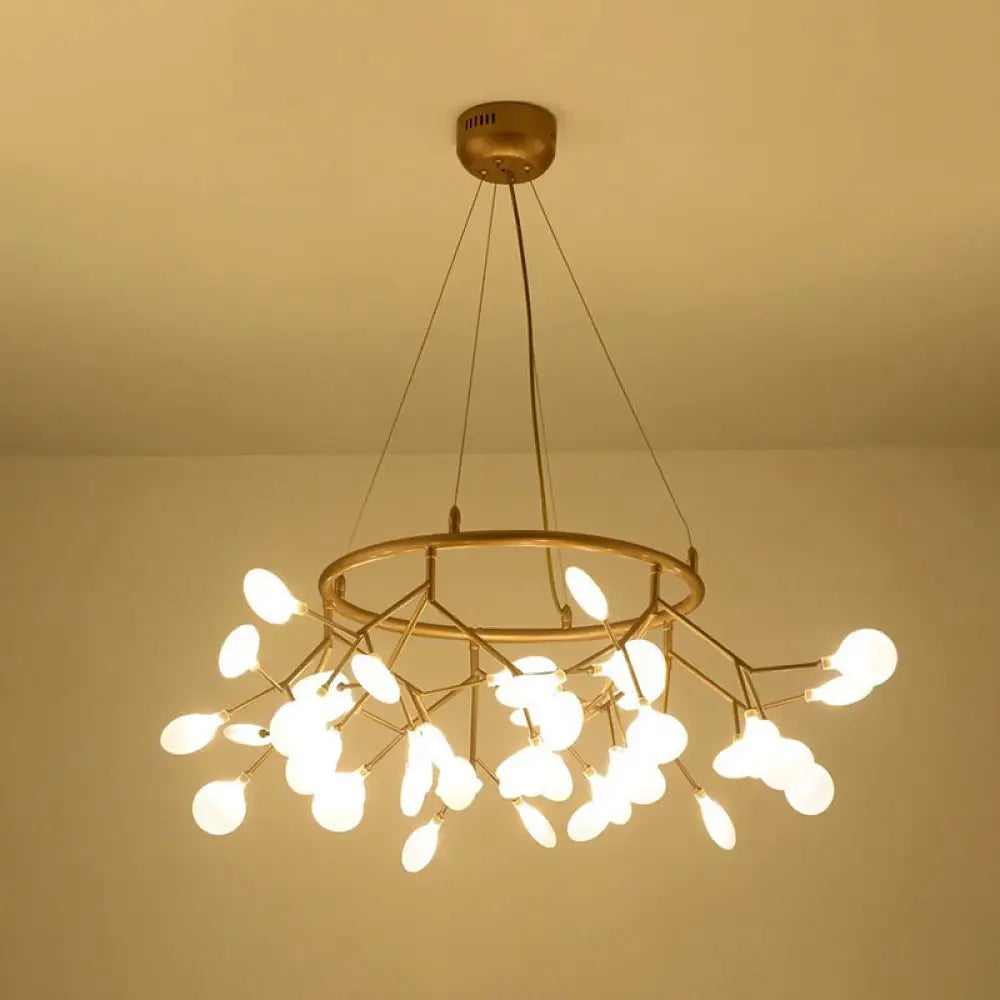 Modern Gold Orbicular LED Ceiling Pendant Light with Firefly Acrylic Chandelier Shade