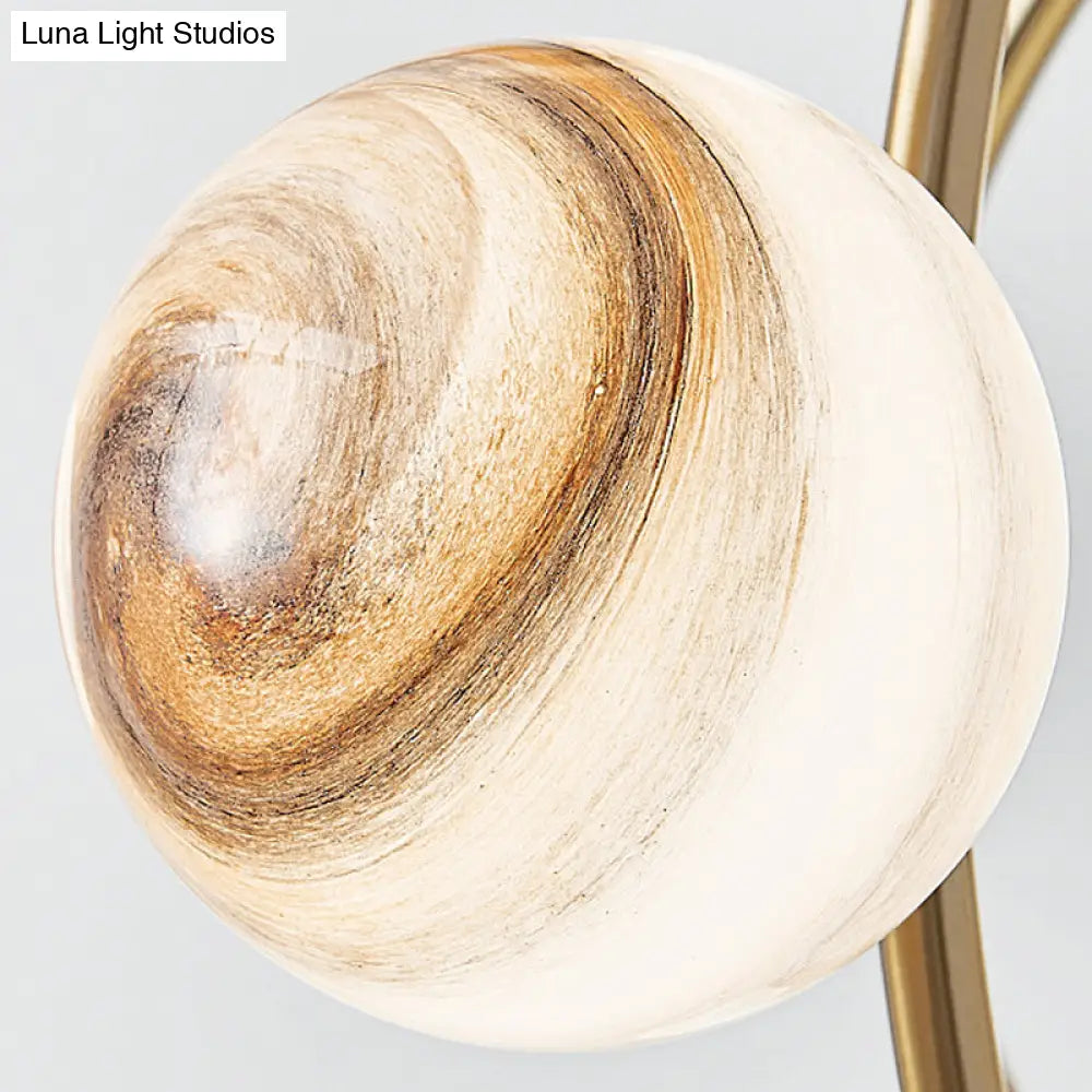 Lámpara de araña moderna Gold Orbit - Lámpara colgante de metal de 13 luces con pantalla de cristal