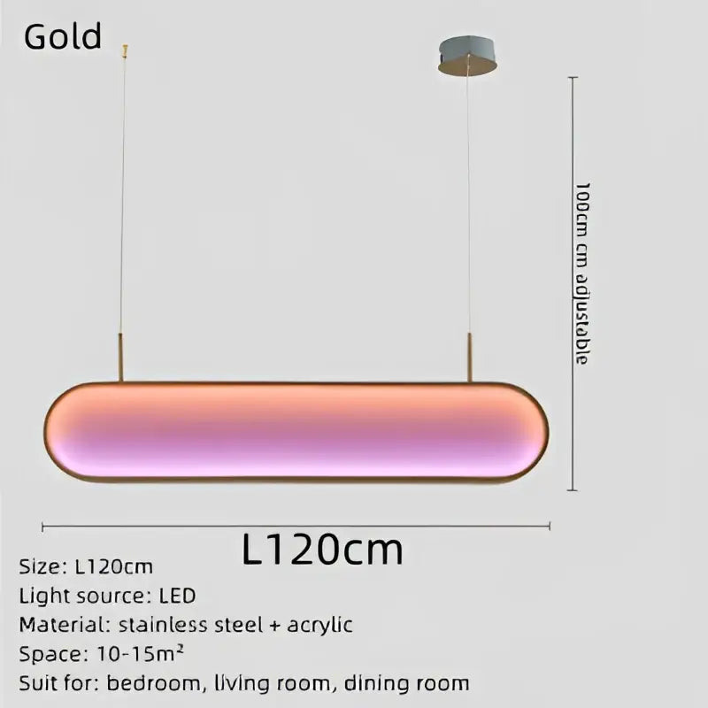 Modern gold oval decorbites led sunset chandelier pendant light in stainless steel and acrylic for dining room use
