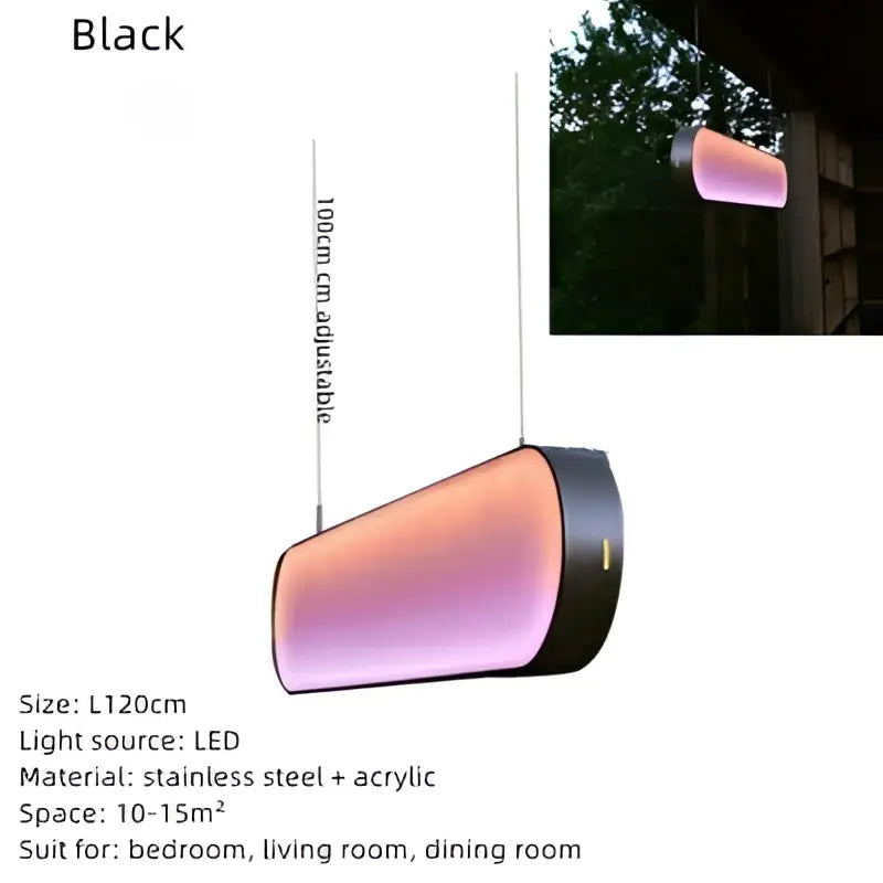 Black cylindrical led pendant light with stainless steel acrylic finish and adjustable hanging length by decorbites led sunset chandelier