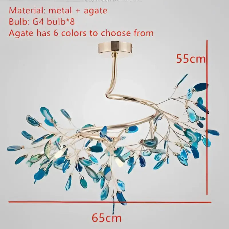 Modern gold pendant chandelier with metallic arms and colorful agate led teardrop pendants for dining room decorbites colorful agate