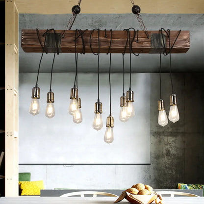 Modern Gold Pendant Light for Kitchen Island with Open Bulb Design