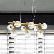 DecorBites™ nordic style gold pendant light with clear cognac glass globes and white cords in modern design