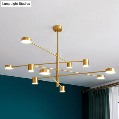 Modern Gold Pendant Light with Flat Discs - Hanging Ceiling Fixture