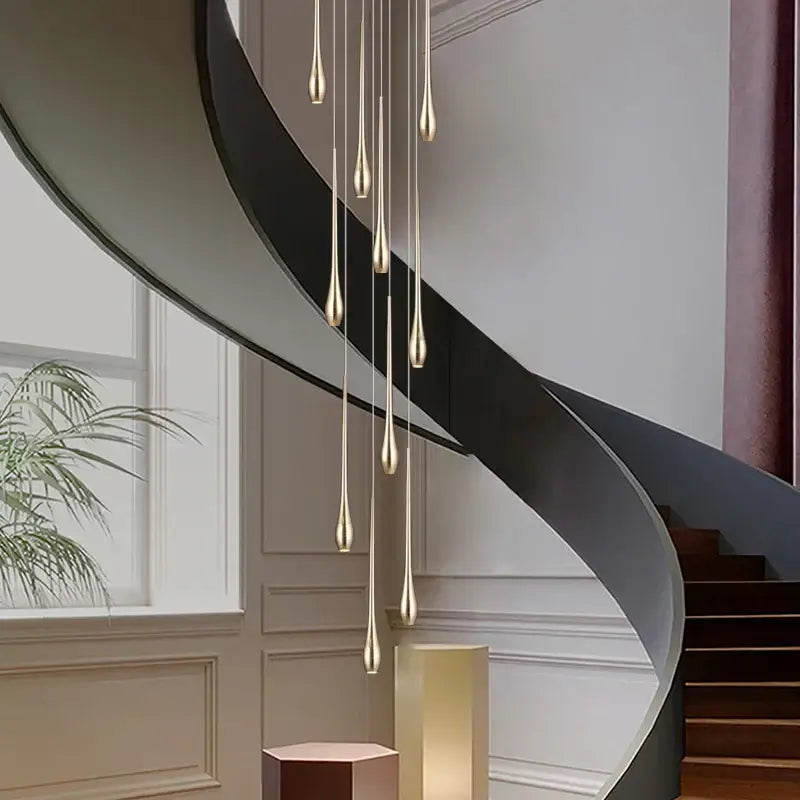 Gold teardrop-shaped decorbites gold-plated led chandelier pendant light ideal for modern living room decor
