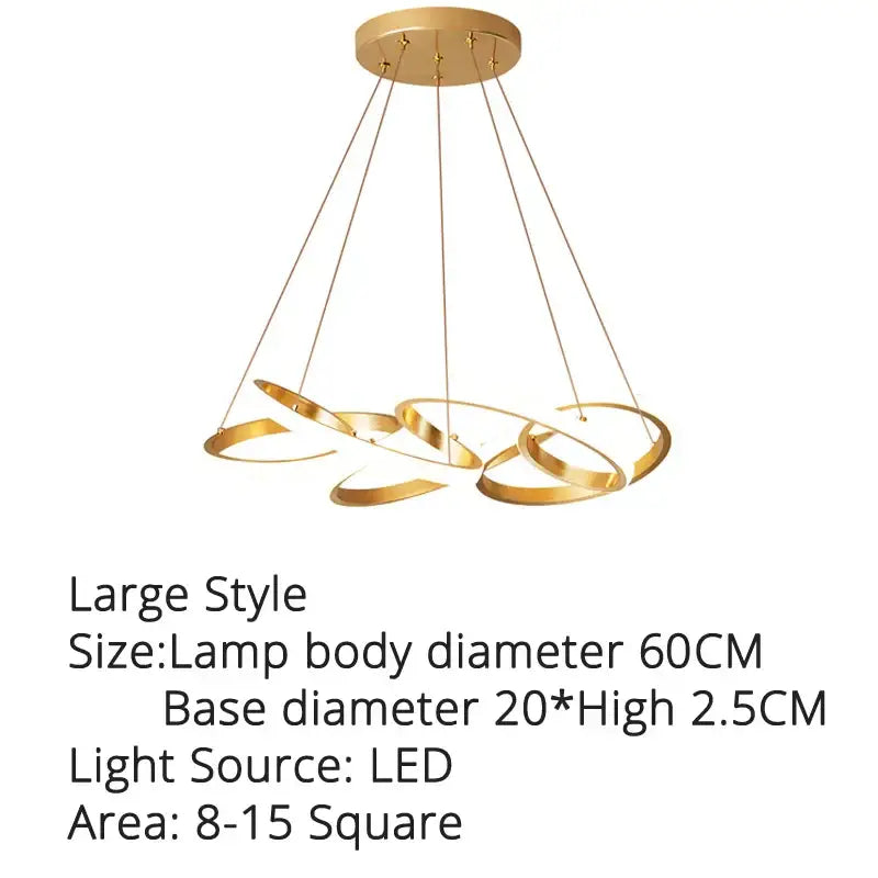 Modern gold plated led pendant lights featuring interlocking circular rings chandelier for dining room decorbites gold plated