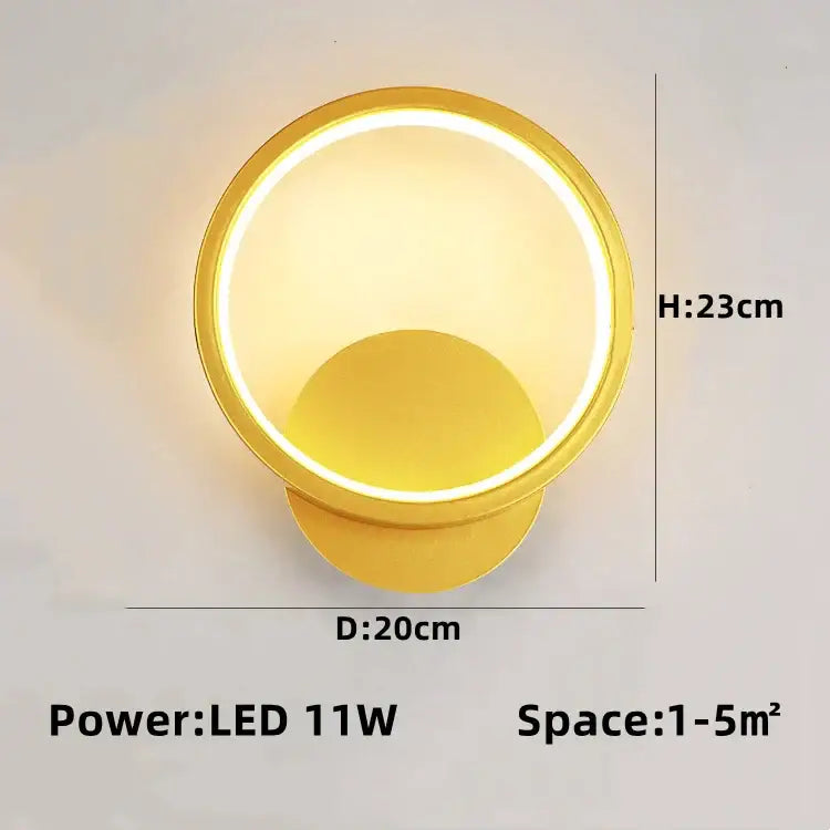 Modern gold plated three disc circular led wall lamp with warm glow and minimalist design for bedroom decorbites gold plated