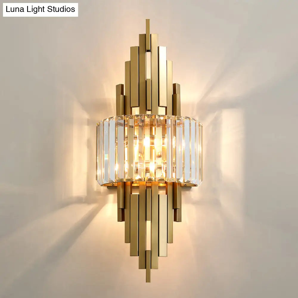 DecorBites™ DecorBites™ Modern Gold Quad Crystal Wall Sconce Light for Stairs