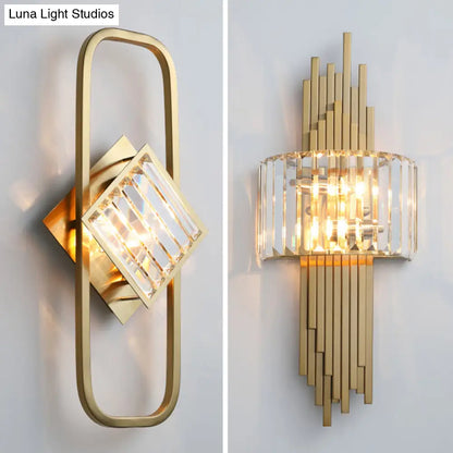 DecorBites™ DecorBites™ Modern Gold Quad Crystal Wall Sconce Light for Stairs