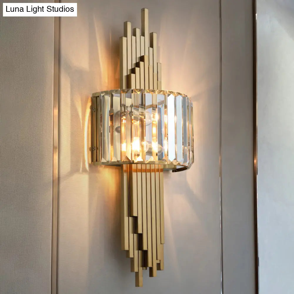 DecorBites™ DecorBites™ Modern Gold Quad Crystal Wall Sconce Light for Stairs
