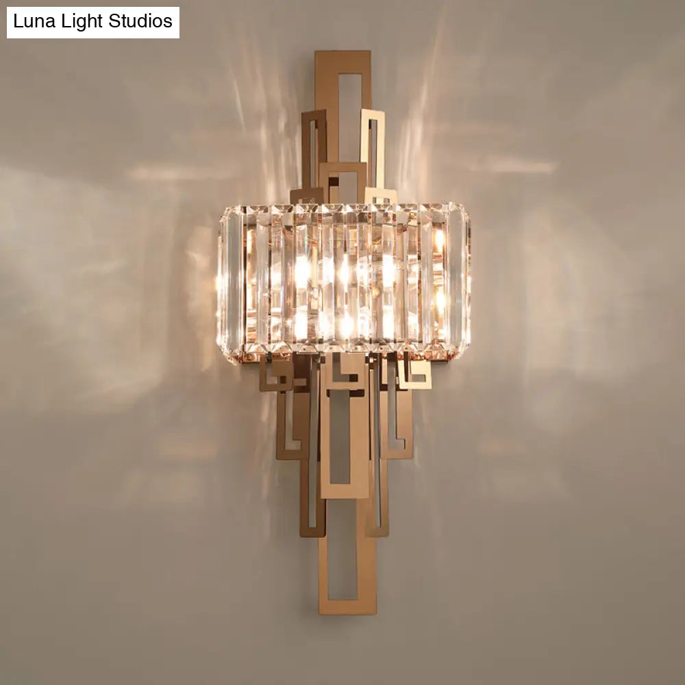 DecorBites™ DecorBites™ Modern Gold Quad Crystal Wall Sconce Light for Stairs