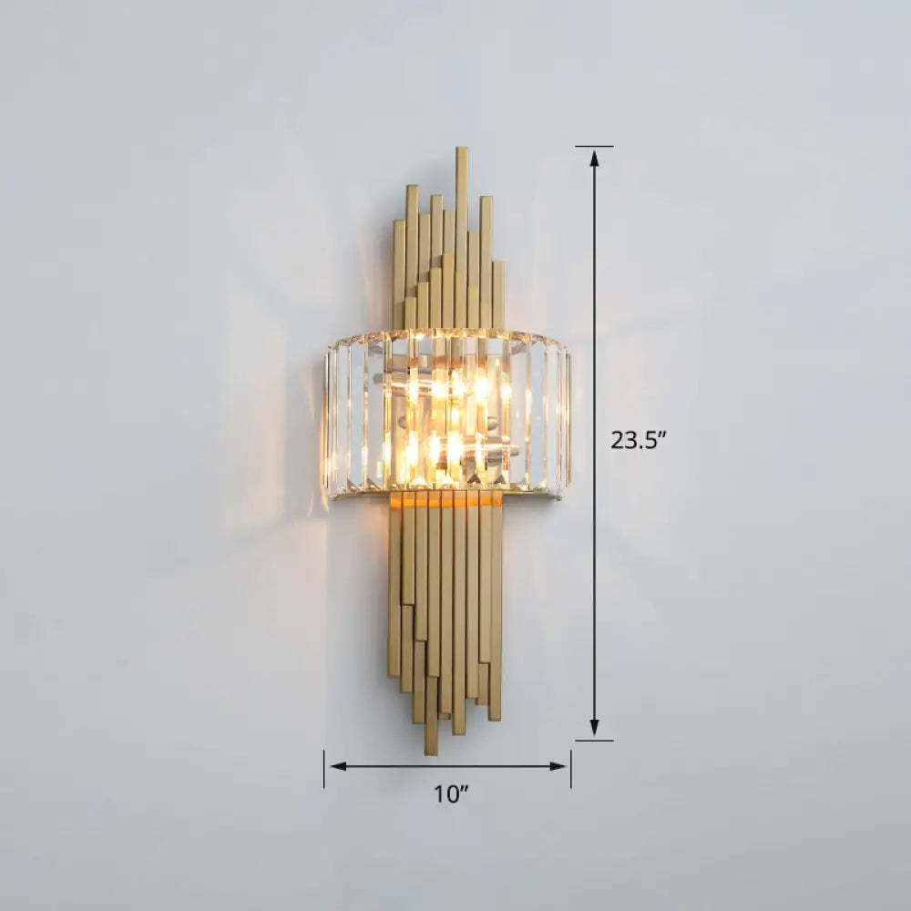 DecorBites™ DecorBites™ Modern Gold Quad Crystal Wall Sconce Light for Stairs